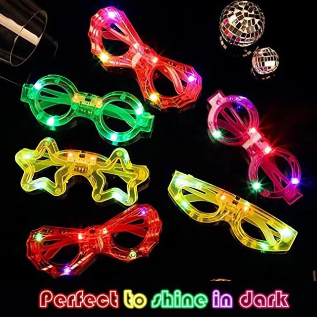 6er Set LED Leuchtbrillen, Neon Partyzubehör - Bild 1