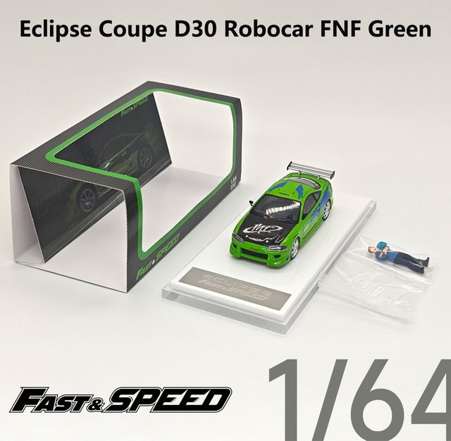 TSM MODEL Fast & Furious Mitsubishi Eclipse, Diecast-Modellauto, 1:64, Grün, mit Brian O'Conner Figur - Bild 1