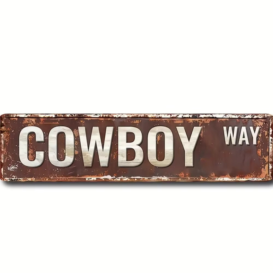 HELLOYOUNG Cowboy-Wegeschild aus Aluminium im Vintage-Stil für die Wanddekoration im Innen- und Außenbereich - Bild 2