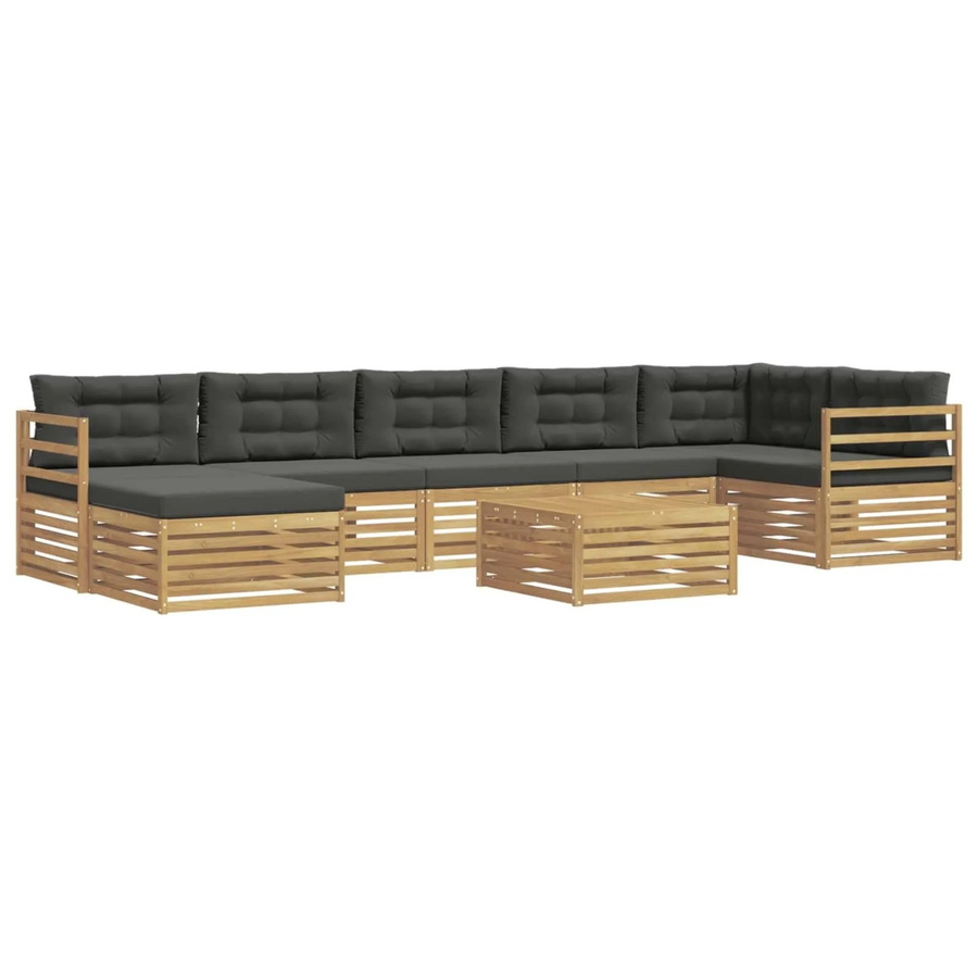 vidaXL Outdoor-Sofagarnitur L-Form aus massivem Akazienholz mit 8 Kissen in Weiß und Anthrazit - Bild 2