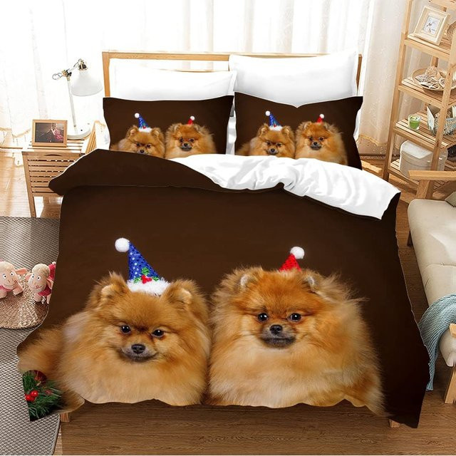 Bettwäsche Set Zwergspitz 3D Design von Your Warm Home in Braun, Material Polyester und Mikrofaser, B/H: 135 x 200 cm - Bild 1