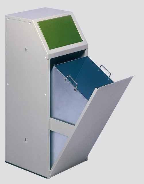 PROREGAL Wertstoffsammler für Glas mit Einwurfklappe, 69 Liter, Verzinkter Stahl, Grün, H x B x T: 103 x 45,5 x 45,5 cm - Bild 1