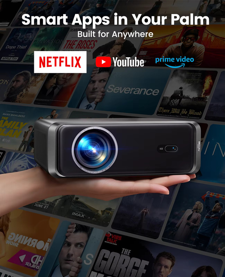 Laresar A1 Projektor mit 4K Unterstützung, 1000 ANSI Lumen, Native 1080P Full HD, Android TV mit offizieller Netflix Unterstützung, Autofokus, Keystone, WiFi 6 und Bluetooth 5.2 für dein Heimkino - Bild 2