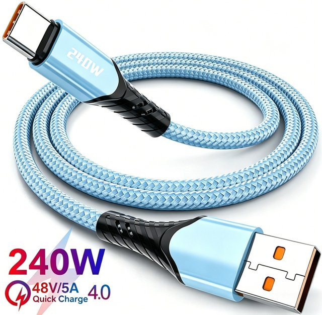 240W USB-C-Ladekabel für schnelles Laden und Datenübertragung in Blau - Bild 1