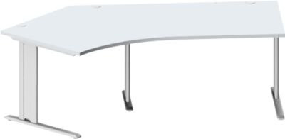 Schäfer Shop Pure Winkelschreibtisch PLANOVA BASIC mit 135° Winkel links, C-Fuß und integriertem Kabelkanal, lichtgrau/weißalu, B: 216,5 cm, T: 80 cm, H: 71,7 cm - Bild 1