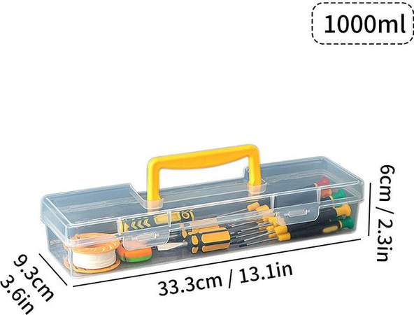 WORTHBUY Kunststoff-Organizer-Box, transparent und grau, tragbare Mehrzweck-Aufbewahrungsbox für Werkzeug und Hardware