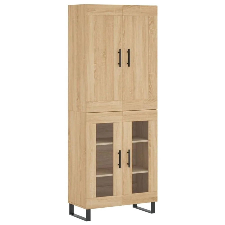 vidaXL Highboard Sonoma-Eiche mit Glastüren und Regalen, B/T/H: 69,5 x 34,0 x 180,0 cm - Bild 2