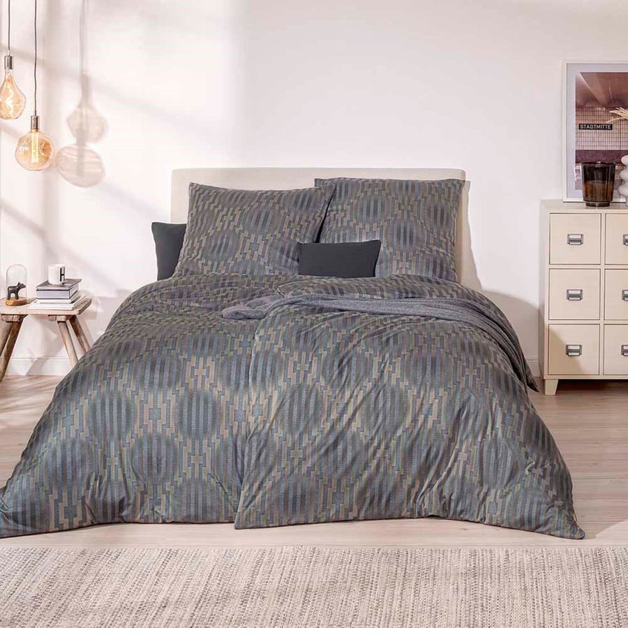 Estella Mako Jersey Bettwäsche Levian Kiesel Grau Punkte mit Bettbezug und Kissenbezug B/H: 155 x 220 cm und 80 x 80 cm - Bild 1