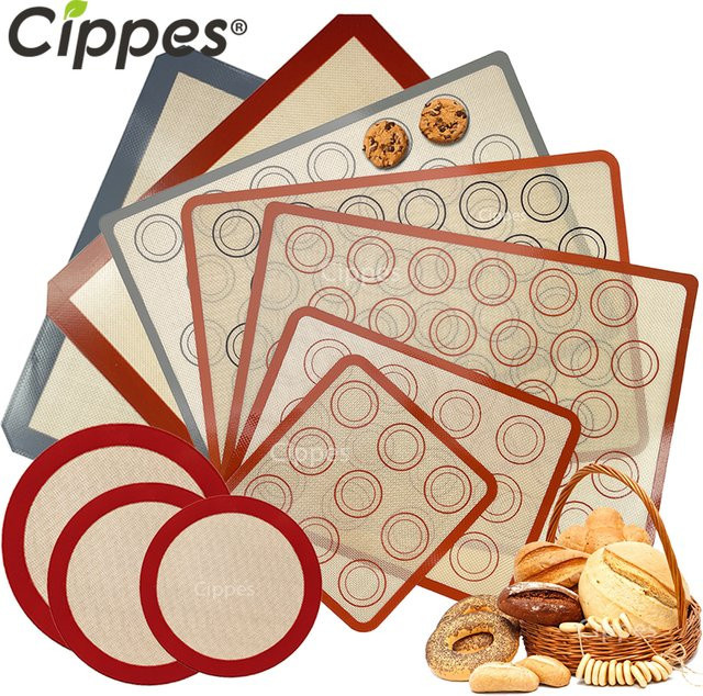 Cippes Silikon-Backmatten, wiederverwendbare antihaftbeschichtete Backformen für Gebäck und Kekse, Rot und Beige - Bild 1