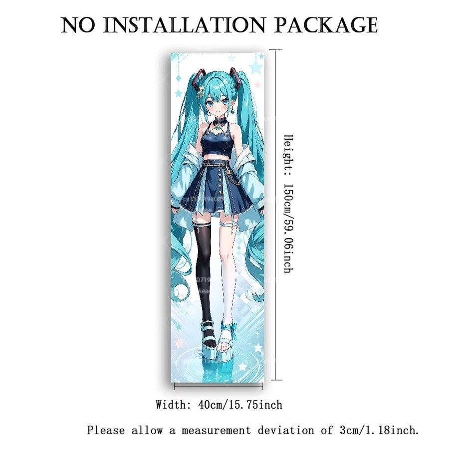 Bandai Kawaii Blue Miku Wandteppich mit Sternenhimmel und Wasserwellen Motiv aus Textil - Bild 2