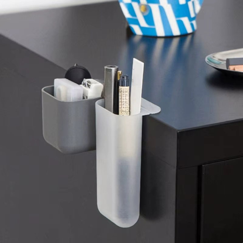 Multifunktionaler Stifthalter aus Kunststoff mit Desktop-Display für Büro und Schreibtisch, selbstklebendes Aufbewahrungsrohr für Schreibwaren, erhältlich in Grau oder Weiß - Bild 5