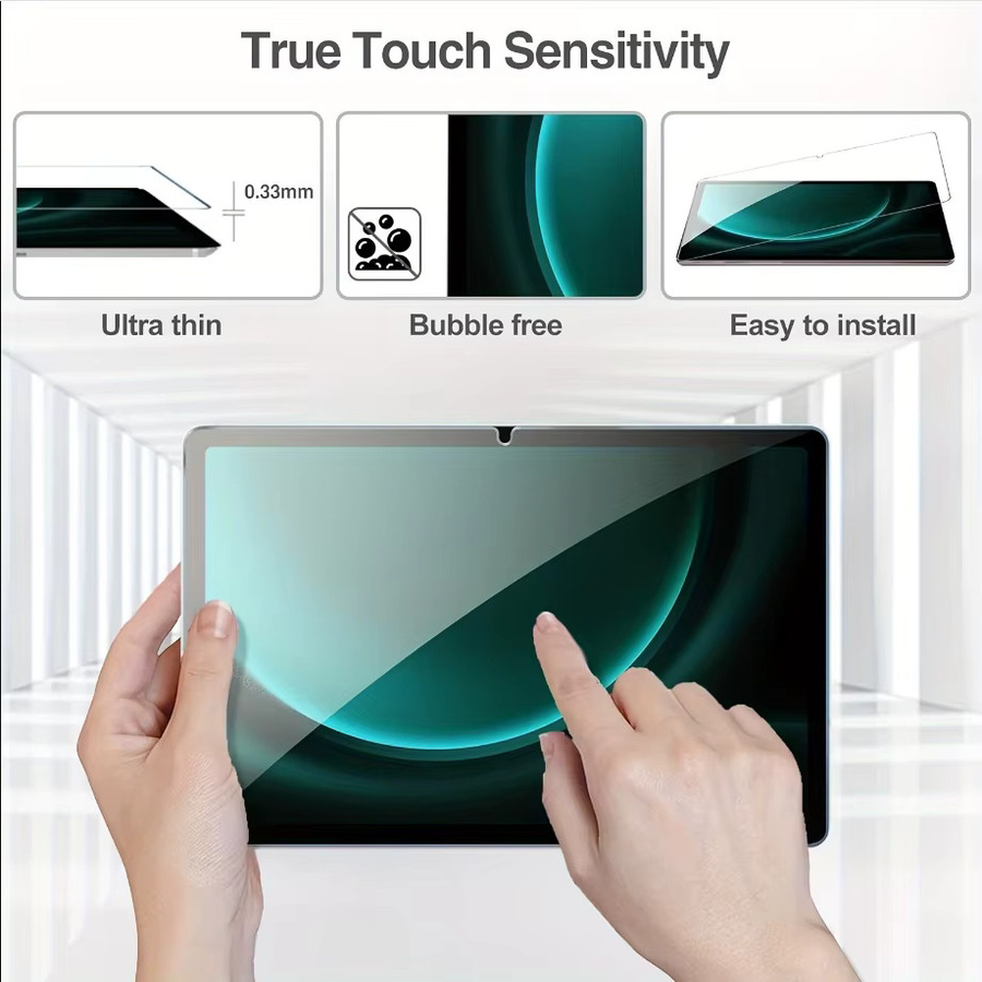 3er-Pack Displayschutzfolie aus gehärtetem Glas für Samsung Galaxy Tab S9 FE 10,9 Zoll 2023 SM-X510 X516, transparent und kratzfest - Bild 3