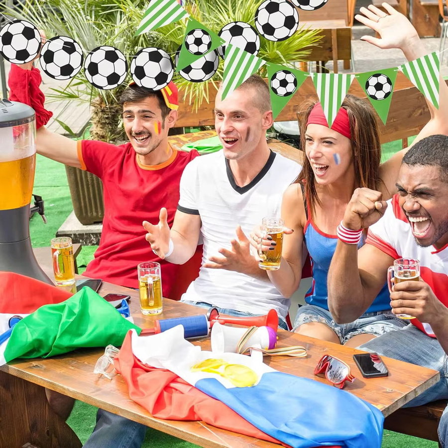 AFYPRTY Fußball-Partybanner Papiergirlande mit Fußballmuster in Grün Weiß und Schwarz für deine Geburtstagsfeier - Bild 4