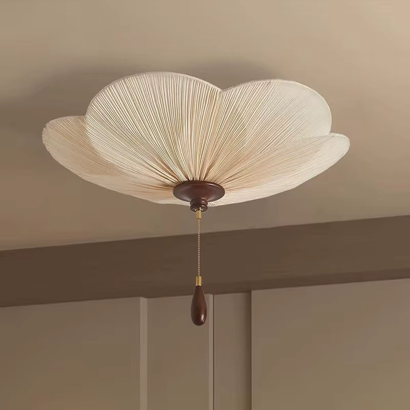 SaloEElaitte Retro-Deckenleuchte im Wabi-Sabi-Stil aus Stoff in Beige und Braun mit warmweißem Licht - Bild 2