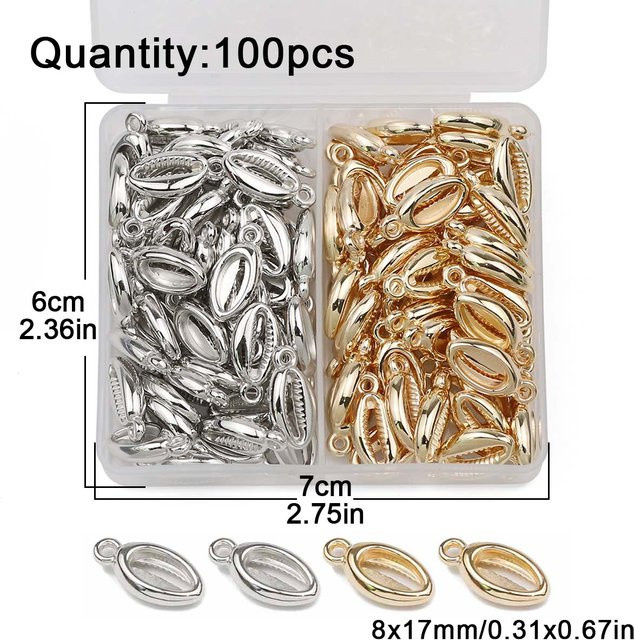 JHNBY Anhänger Shell Form, Gold Silber Farbe, 8*17mm, Unisex - Bild 1