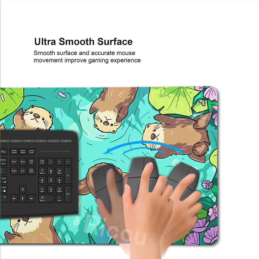 Riccu XXL Mauspad mit süßem Otter-Motiv in Multicolour, rutschfestes Gaming-Mauspad für Schreibtisch und Büro - Bild 2