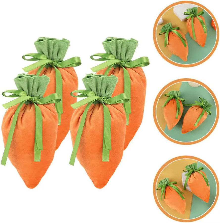 10-teiliges Set Samt-Geschenktüten in Orange mit Kordelzug für Snacks, Kekse und Süßigkeiten - Bild 2