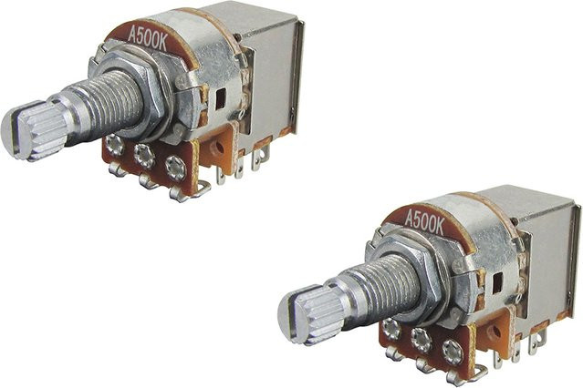 FLEOR 2er-Set Gitarre Push Pull Potentiometer Lange Welle in Silber, 250K / 500K für E-Gitarre und Bass - Bild 1