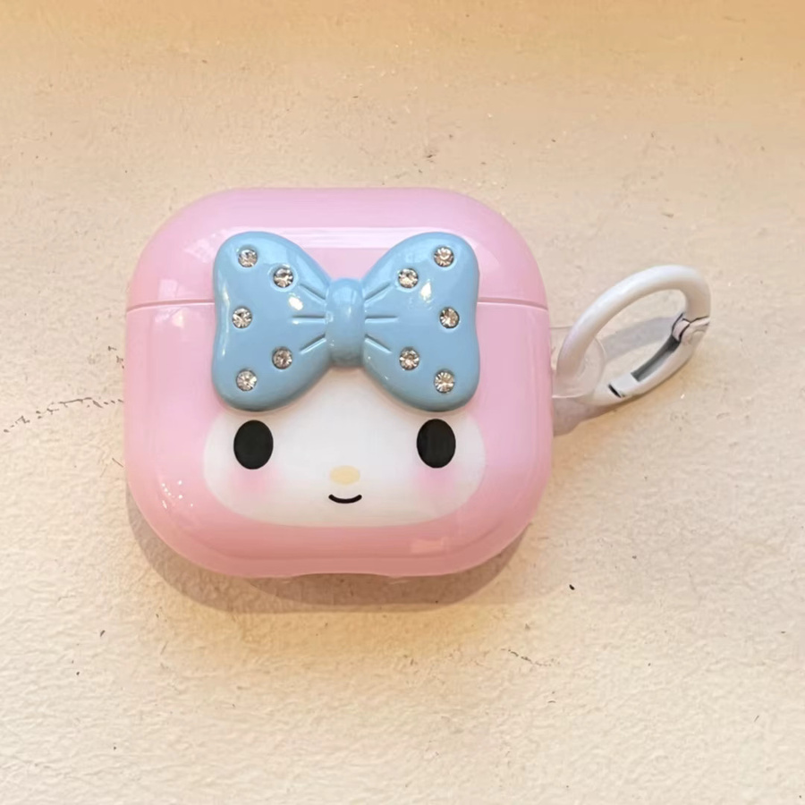 Sanrio Melody Kopfhörerhülle mit 3D Schleifenknoten für Apple AirPods 2 3 4 Pro 2 Pro 3 in Pink - Bild 2