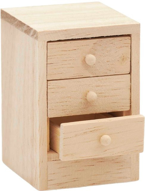 Rico Design Miniatur Kommode aus Kiefernholz in Natur und Beige - Bild 1