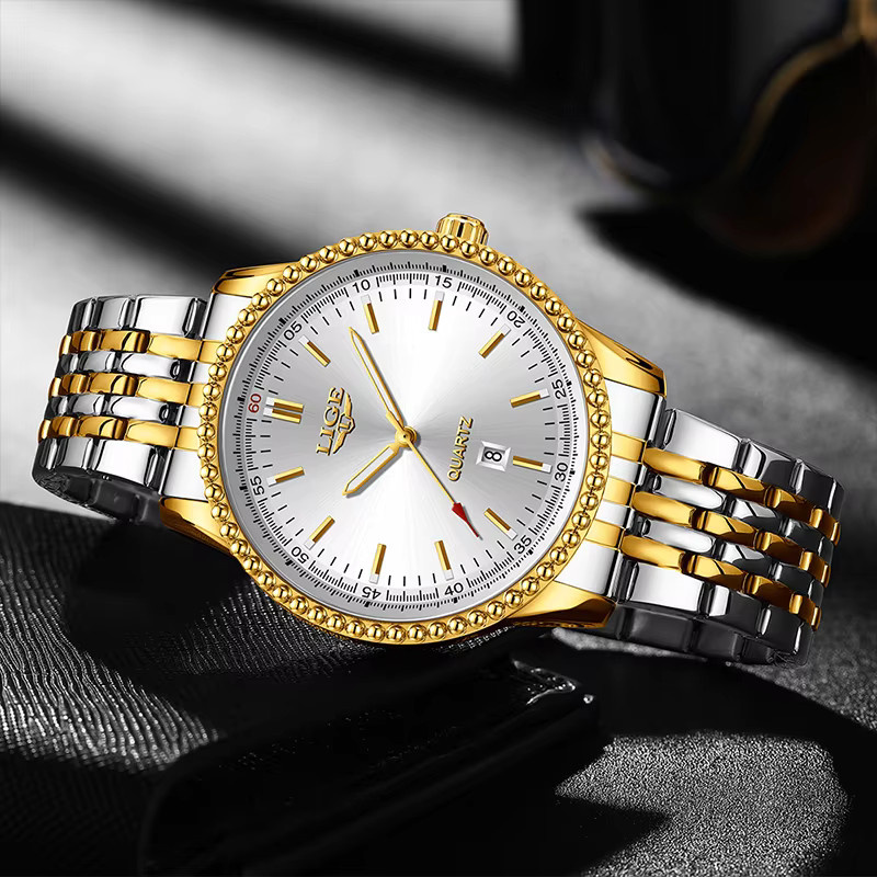 LIGE Armbanduhr Quarz, Edelstahl, Kautschuk, Weiß, Herren - Bild 5