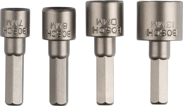 Bosch Steckschlüssel-Maschinenaufnahmen-Set 4-teilig, Farben: Silber, Antrieb: 1/4 Zoll (6,3 mm), Größen: 7 mm, 8 mm, 10 mm, 13 mm - Bild 1