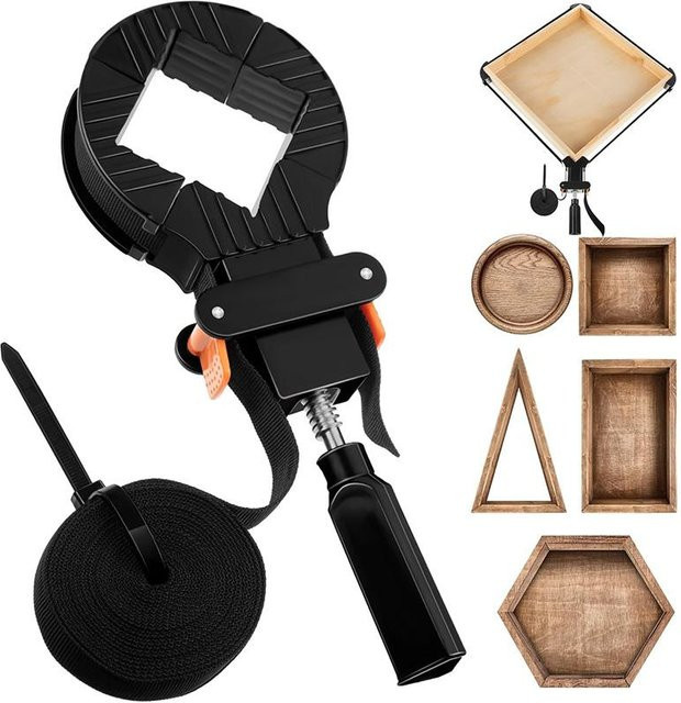 Binchi Outdoor Product Schnellspannbandklemmen Set für Holzbearbeitung mit 4 Eckklauen, 13 Fuß Band Spanngurt, Schwarz - Bild 1