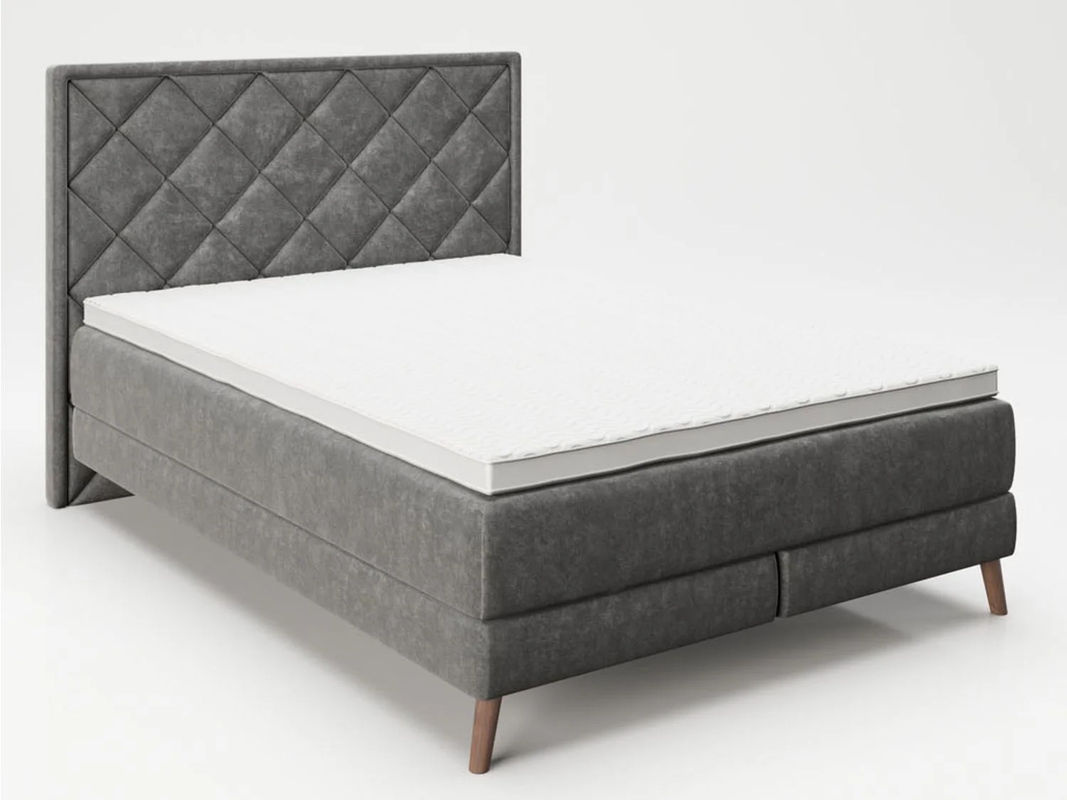 PLAYBOY Boxspringbett Audrey Hybrid in Anthrazit mit Velvet-Bezug und Diamond-Stitching, B/T/H: 140 x 200 x 130 cm - Bild 2