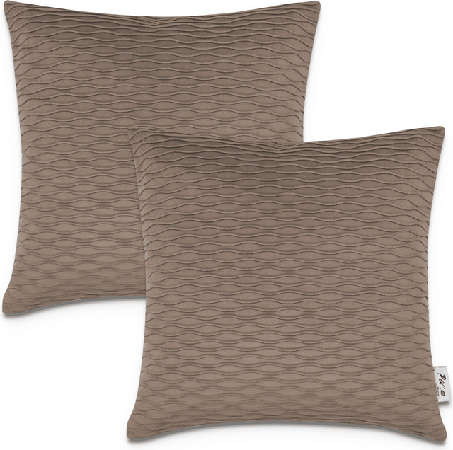 2er-Set Kissenbezüge Chino in Braun aus Polyester, B/B: 45 x 45 cm, waschbar und OEKO-TEX Standard 100 zertifiziert - Bild 1