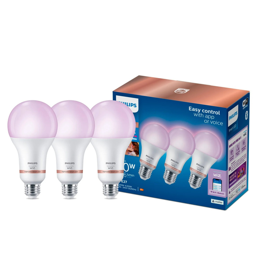 Philips WiZ Smart LED Lampe A60 E27 Mehrfarbig, 3 Stück - Bild 2