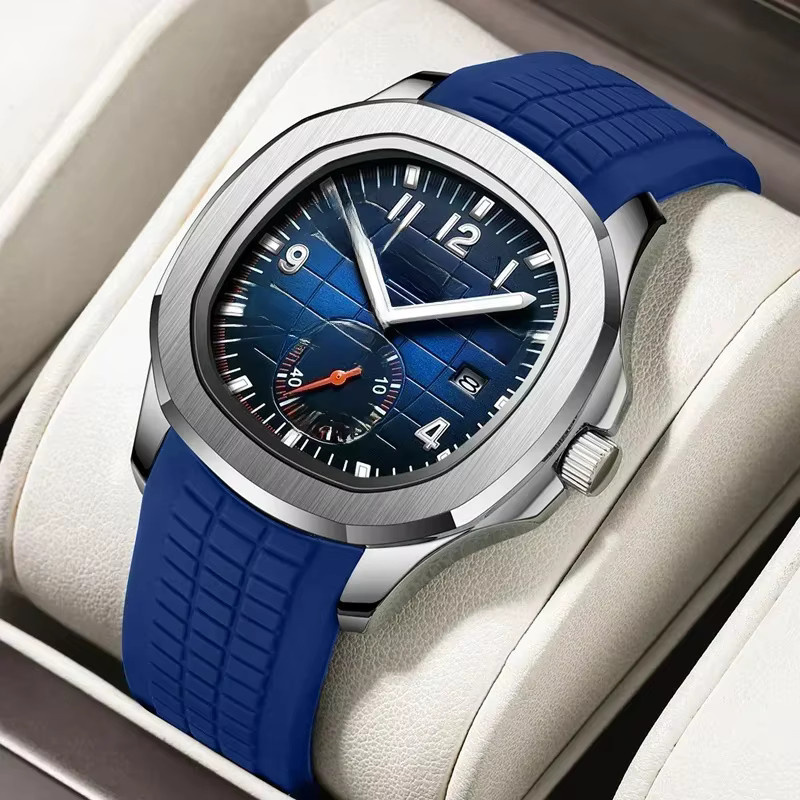 NIBOSI Armbanduhr, Quarz, Edelstahl, Tonneau, Blau, Herren - Bild 1