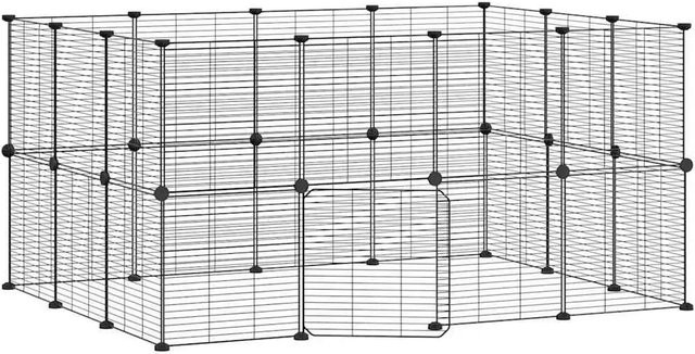 vidaXL 28-teiliger Haustierkäfig aus Stahl mit Tür, Schwarz, B/T/H: 35 x 35 x 35 cm - Bild 1