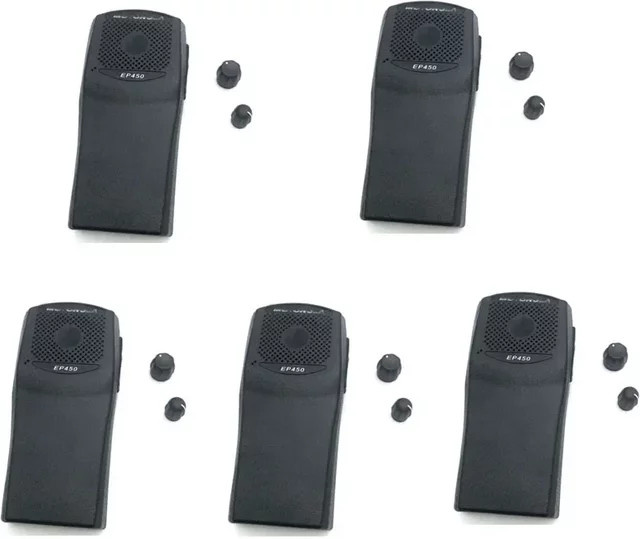 5er-Set Motorola Frontplatten-Abdeckungsgehäuse mit Lautstärke- und Kanalknöpfen in Schwarz für EP450 Walkie Talkie - Bild 1