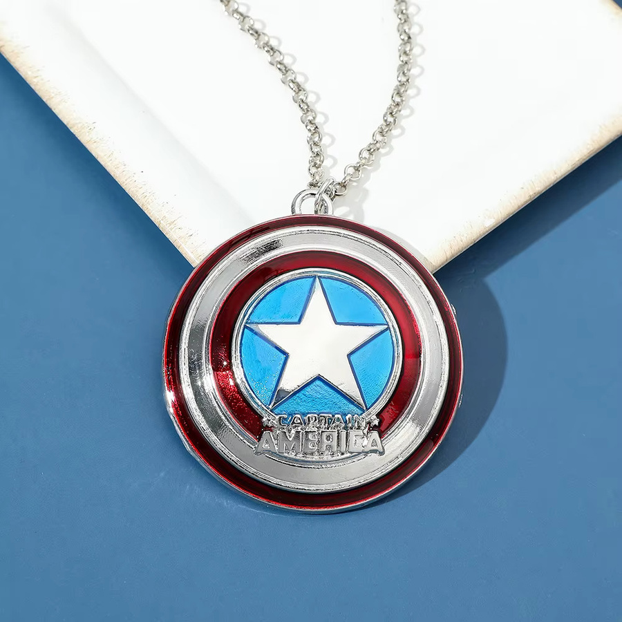 Bandai Captain America Schild-Anhänger Halskette, Silber, Unisex - Bild 3