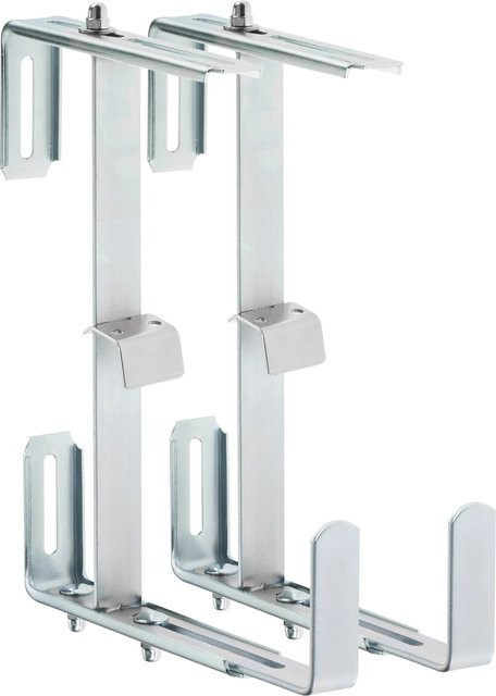 Alba Blumenkastenhalter 2er Set aus verzinktem Metall in Silber, 3-fach verstellbar für Balkone, Brüstungen und Zäune - Bild 1