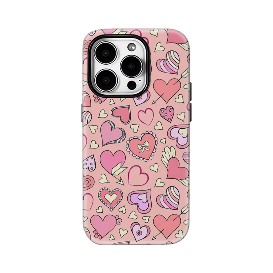Potdemiel Handyhülle Blush Heart Collage für iPhone 17 16 15 14 13 12 Pro Max Plus in Pink, stoßfeste doppellagige Rückseite - Bild 4