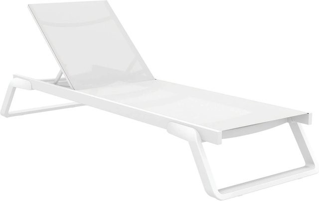 DELUKE Sonnenliege RALF Klappbar aus Aluminium in Weiß mit verstellbarer Kopfstütze und Rollen, B/T/H: 72 x 210 x 31 cm - Bild 1
