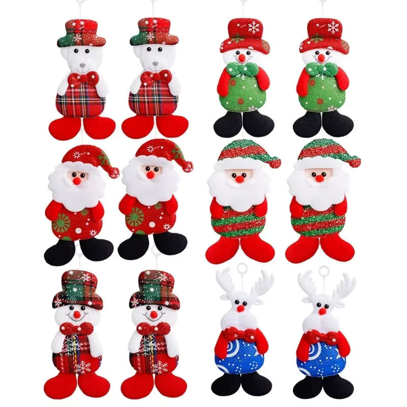 Mehrfarbige Weihnachts-Hängeornamente aus Stoff als Weihnachtsmann und Schneemann Figuren zur Dekoration - Bild 4