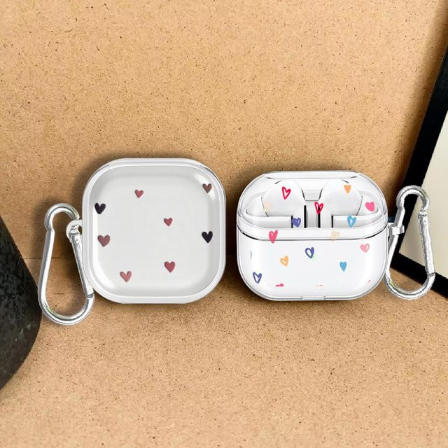 Transparente Samsung Galaxy Buds Hülle mit bunten Herzen für Buds 3 Pro, Buds 3 FE, Buds 4 Pro und Buds Live 2 - Bild 1