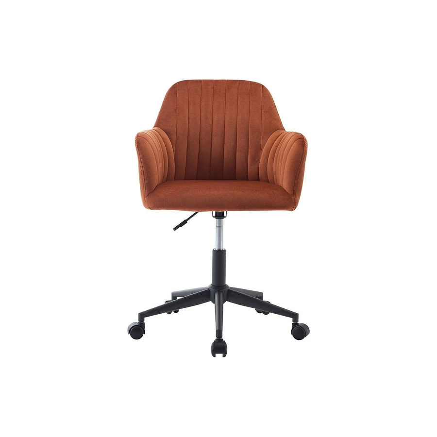 Vente-unique Bürostuhl Eleana ohne Armlehnen in Terracotta mit Samtbezug und Rollen - Bild 2
