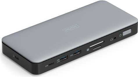 Digitus USB-C Dockingstation DA-70917 mit 11 Ports, Ladefunktion, Kartenleser und 8K/4K Unterstützung in Schwarz und Grau - Bild 1