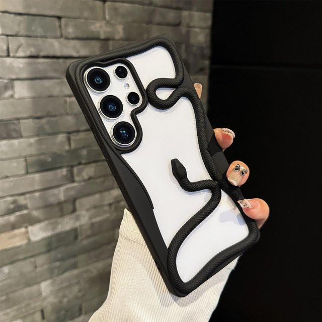 Stoßfestes 3D Schlangen-Case aus galvanisiertem TPU für Samsung Galaxy S25 S24 S23 S22 Ultra FE A56 A36 A26 A16 A06 A55 5G in Weiß - Bild 1