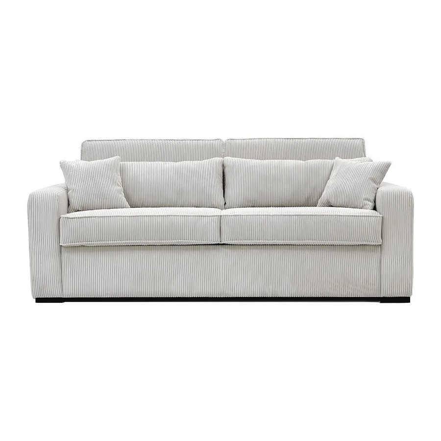 Vente-unique Schlafsofa Mondovi in Beige mit gestreiftem Stoff und Auszugschublade, Breite: 214 cm - Bild 2
