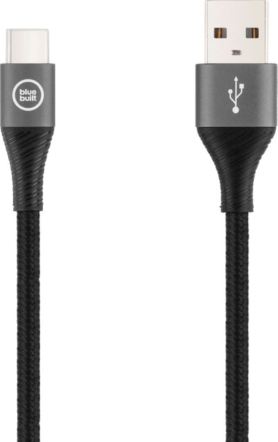 BlueBuilt USB-A-auf-USB-C-Kabel aus Nylon in Schwarz, 1,5 m - Bild 1