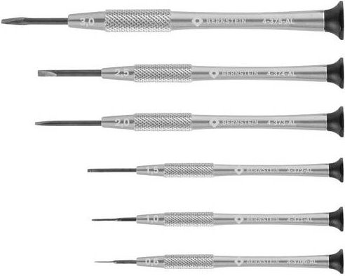 BERNSTEIN Uhrmacher-Schraubendreher-Satz 6-teilig in Silber 4-360-E03 - Bild 1