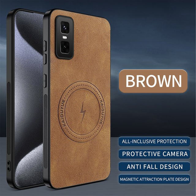 Infinix GT30 Pro Luxus Kunstleder Bumper Case in Braun mit magnetischer kabelloser Ladefunktion und Stoßfestem Schutz - Bild 1