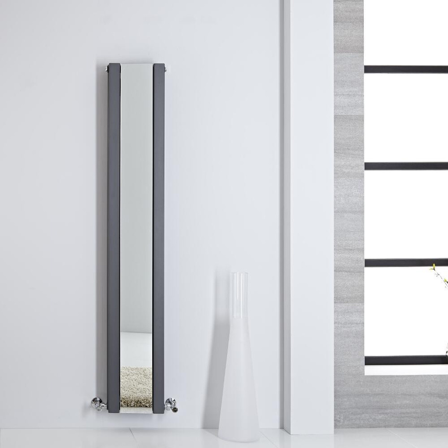 Hudson Reed Design Spiegelheizkörper Vertikal in Anthrazit mit Seitenanschluss, H: 160,0 cm, B: 26,5 cm - Bild 1