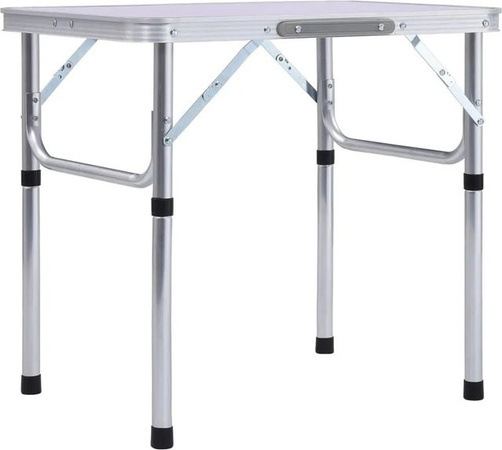 vidaXL Klappbarer Campingtisch aus Aluminium und MDF in Weiß, B/T: 60 x 45 cm