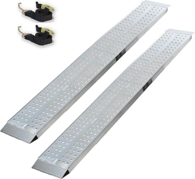 TRUTZHOLM 2er Set Auffahrrampen aus Aluminium in Grau, B/H: 200 x 28 cm, Tragkraft 540 kg, gelocht und starr - Bild 1