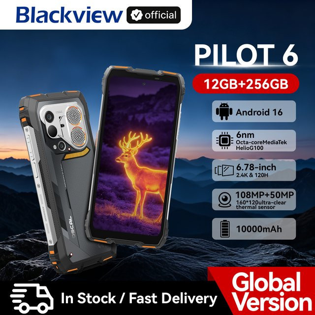 Blackview OSCAL PILOT 6 Robustes Smartphone mit Wärmebildkamera, 256GB, 12GB, 6,67 Zoll 2,4K Display 120Hz, Android, 4G/LTE, Schwarz - Bild 1